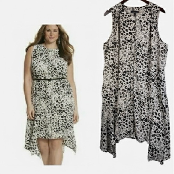 Lane Bryant Dresses & Skirts - Lane Bryant Sleeveless Leopard Print Dress Asymmetrical Hem No Belt Size 18/20